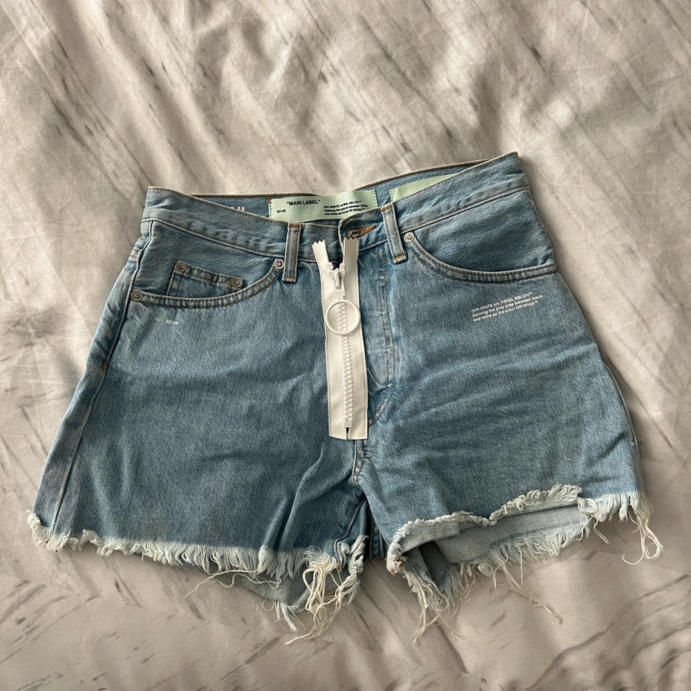 Off white denim mini shorts